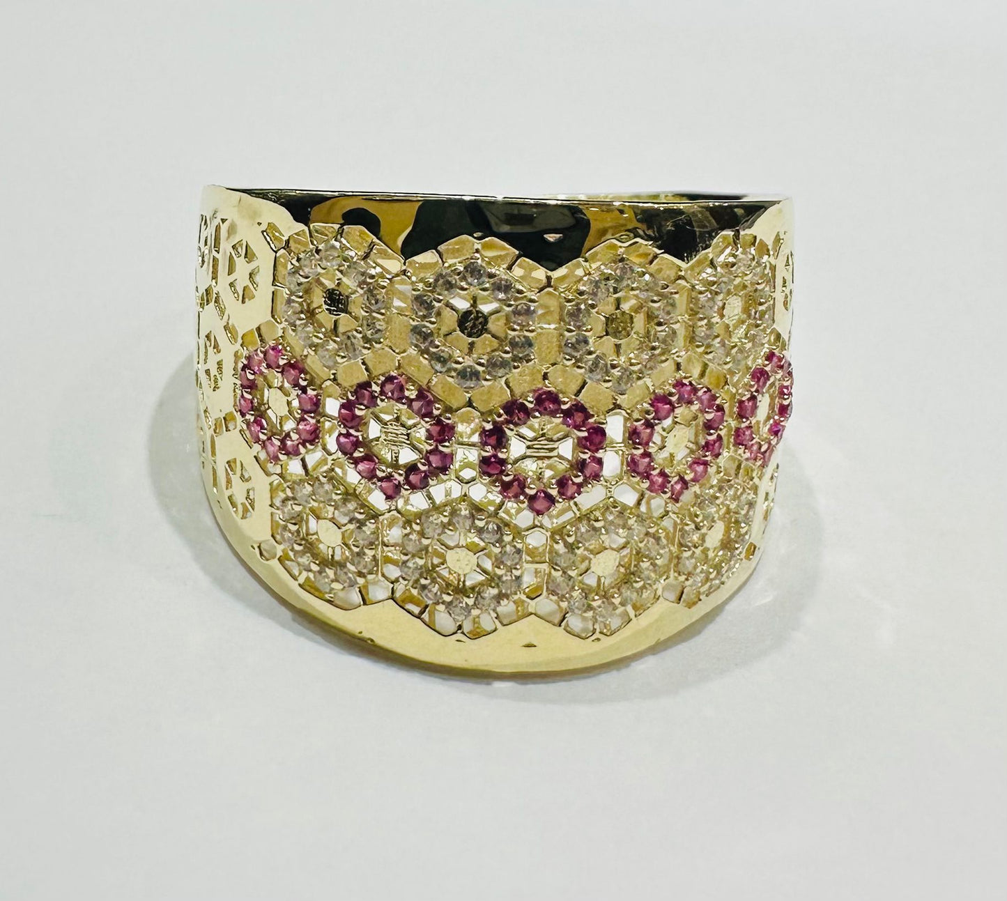 10K GOLD RING WITH SAPPHIRE STONES-WEIGHT: 3.9gm