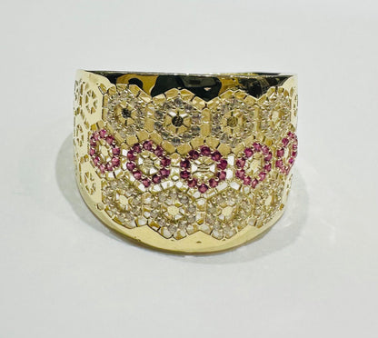 10K GOLD RING WITH SAPPHIRE STONES-WEIGHT: 3.9gm
