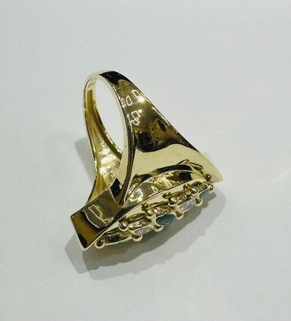10K GOLD RING WITH SAPPHIRE STONES-WEIGHT: 4.3gm