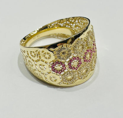 10K GOLD RING WITH SAPPHIRE STONES-WEIGHT: 3.9gm