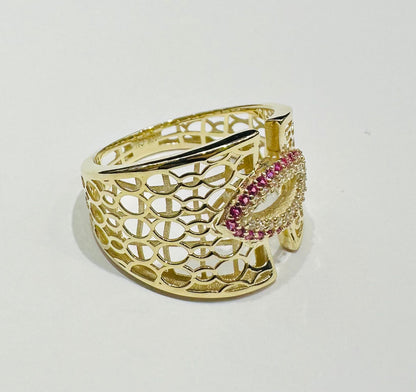 10K GOLD RING WITH SAPPHIRE STONES-WEIGHT: 2.5gm