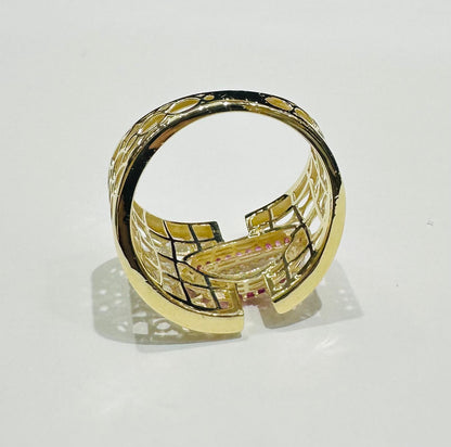 10K GOLD RING WITH SAPPHIRE STONES-WEIGHT: 2.5gm