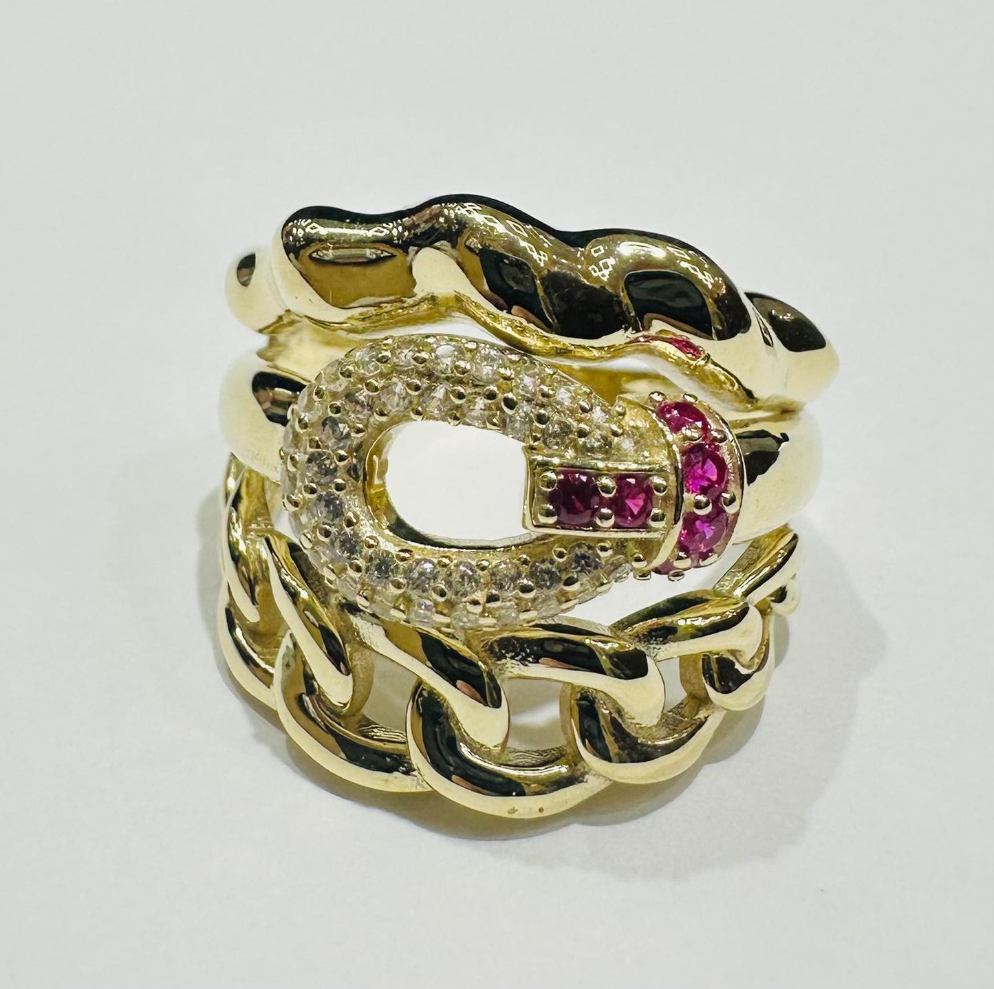 10K GOLD RING WITH SAPPHIRE STONES- WEIGHT: 4.3gm