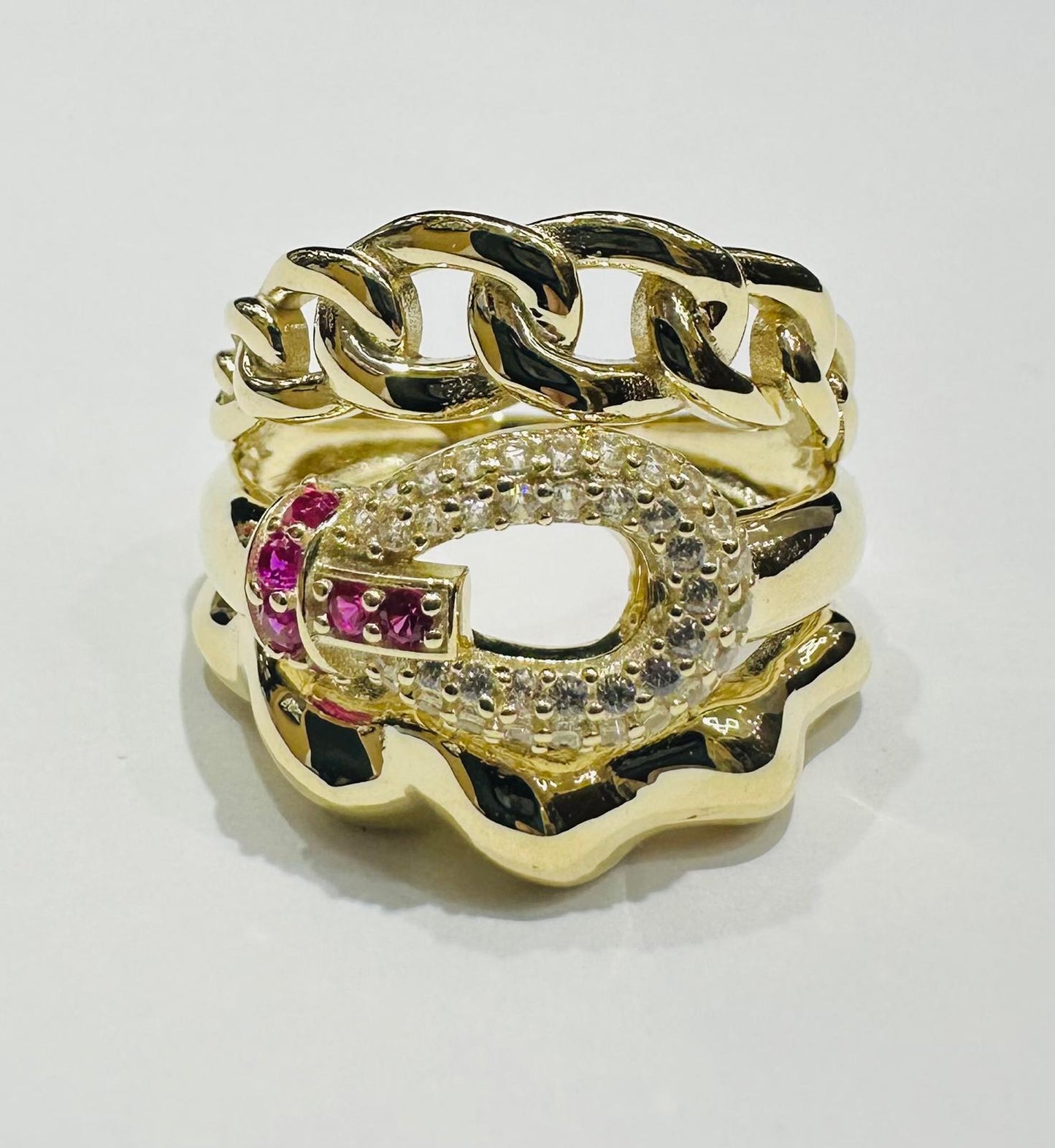 10K GOLD RING WITH SAPPHIRE STONES- WEIGHT: 4.3gm