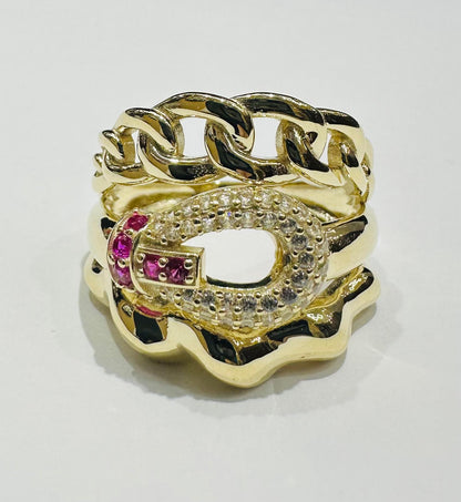 10K GOLD RING WITH SAPPHIRE STONES- WEIGHT: 4.3gm