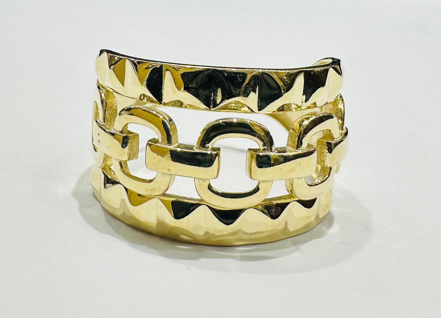 10K GOLD ROUND CHAIN RING- WEIGHT: 2.6gm