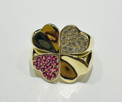 10K GOLD FLOWER RING WITH SAPPHIRE STONES- WEIGHT: 3.3gm