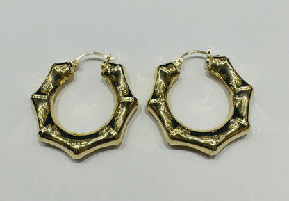 10K GOLD BAMBOO EARRINGS- WEIGHT: 5.3gm