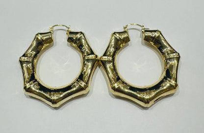 10K GOLD BAMBOO EARRINGS- WEIGHT: 8.8gm