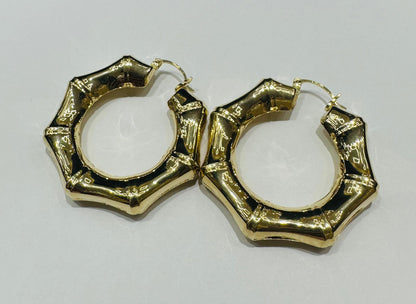 10K GOLD BAMBOO EARRINGS- WEIGHT: 8.8gm