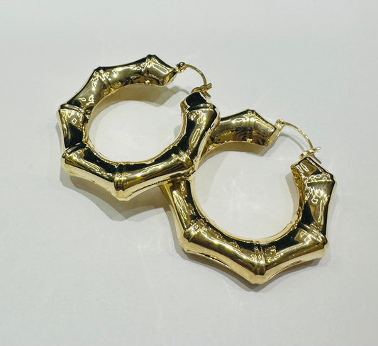 10K GOLD BAMBOO EARRINGS- WEIGHT: 8.8gm