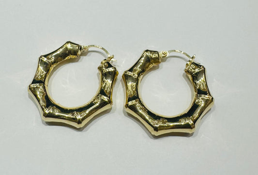 10K GOLD BAMBOO EARRINGS- WEIGHT: 5.3gm