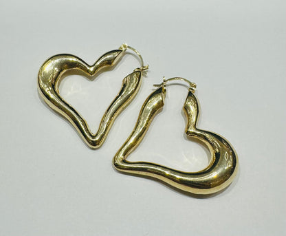 10K GOLD HEART EARRINGS- WEIGHT: 5.3gm