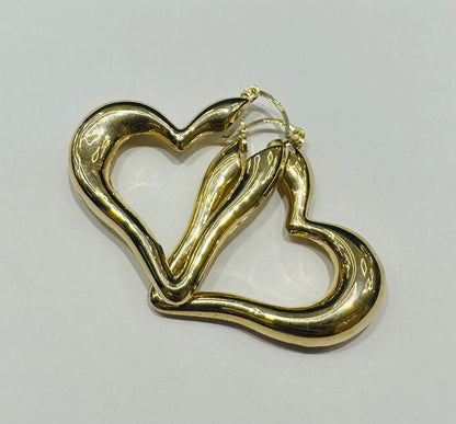 10K GOLD HEART EARRINGS- WEIGHT: 5.3gm
