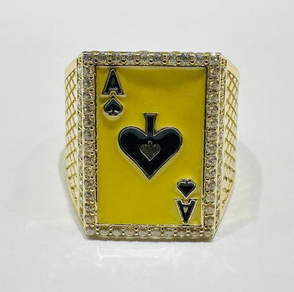 10K GOLD ACE OF SPADES PLAYING CARD RING- WEIGHT: 5.8gm