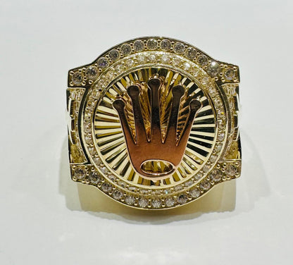 10K GOLD TWO TONED ROLEX RING WITH WHITE SAPPHIRE- WEIGHT: 6.2gm
