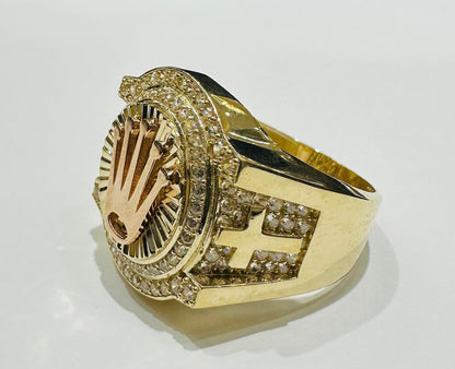 10K GOLD TWO TONED ROLEX RING WITH WHITE SAPPHIRE- WEIGHT: 6.2gm