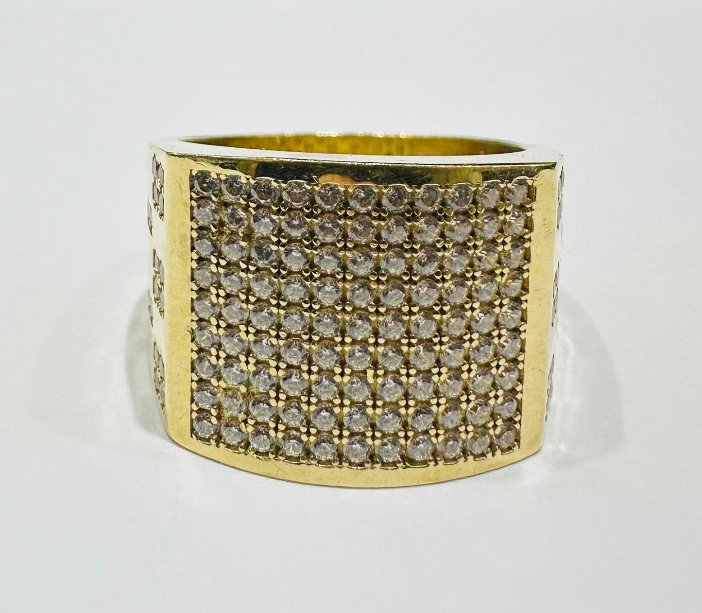 10K GOLD WHITE SAPPHIRE RING- WEIGHT: 9.5gm