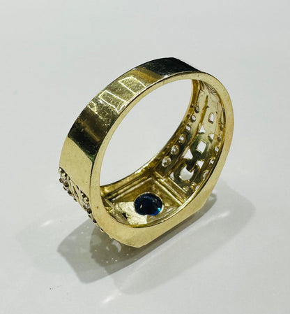 10K GOLD SAPPHIRE STONE RING- WEIGHT: 5.4gm