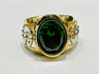 10K GOLD STONE DOLLAR SIGN RING - WEIGHT: 5.2gm
