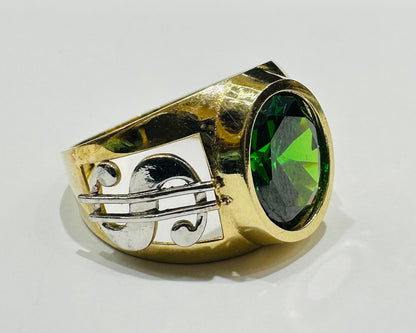 10K GOLD STONE DOLLAR SIGN RING - WEIGHT: 5.2gm