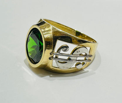 10K GOLD STONE DOLLAR SIGN RING - WEIGHT: 5.2gm