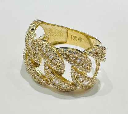 10K GOLD CUBAN LINK BAGUETTE RING- WEIGHT: 4.7gm