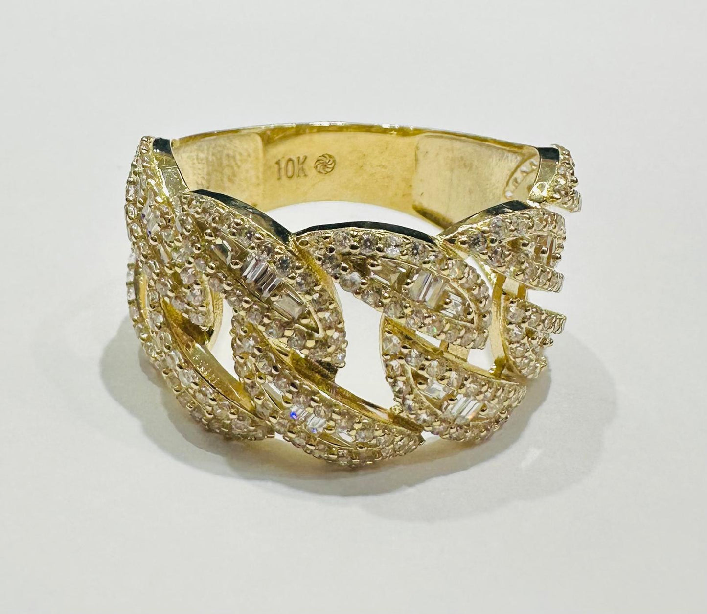 10K GOLD CUBAN LINK BAGUETTE RING- WEIGHT: 4.7gm