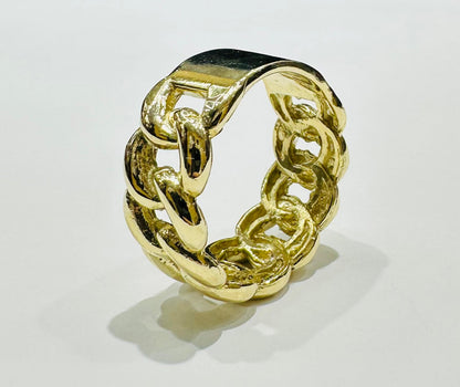 10K GOLD CUBAN LINK RING- WEIGHT: 9.8gm