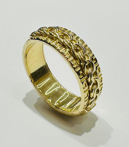 10K GOLD SPINNING CUBAN LINK RING- WEIGHT: 7.2gm
