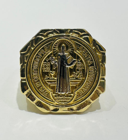 14K GOLD SAINT BENEDICT MEDAL RING- WEIGHT: 11.0gm