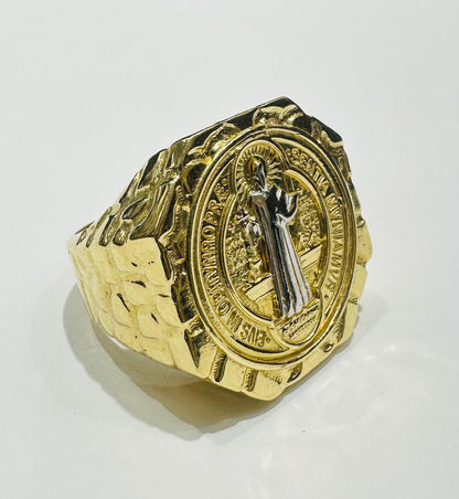 14K GOLD SAINT BENEDICT MEDAL RING- WEIGHT: 11.0gm
