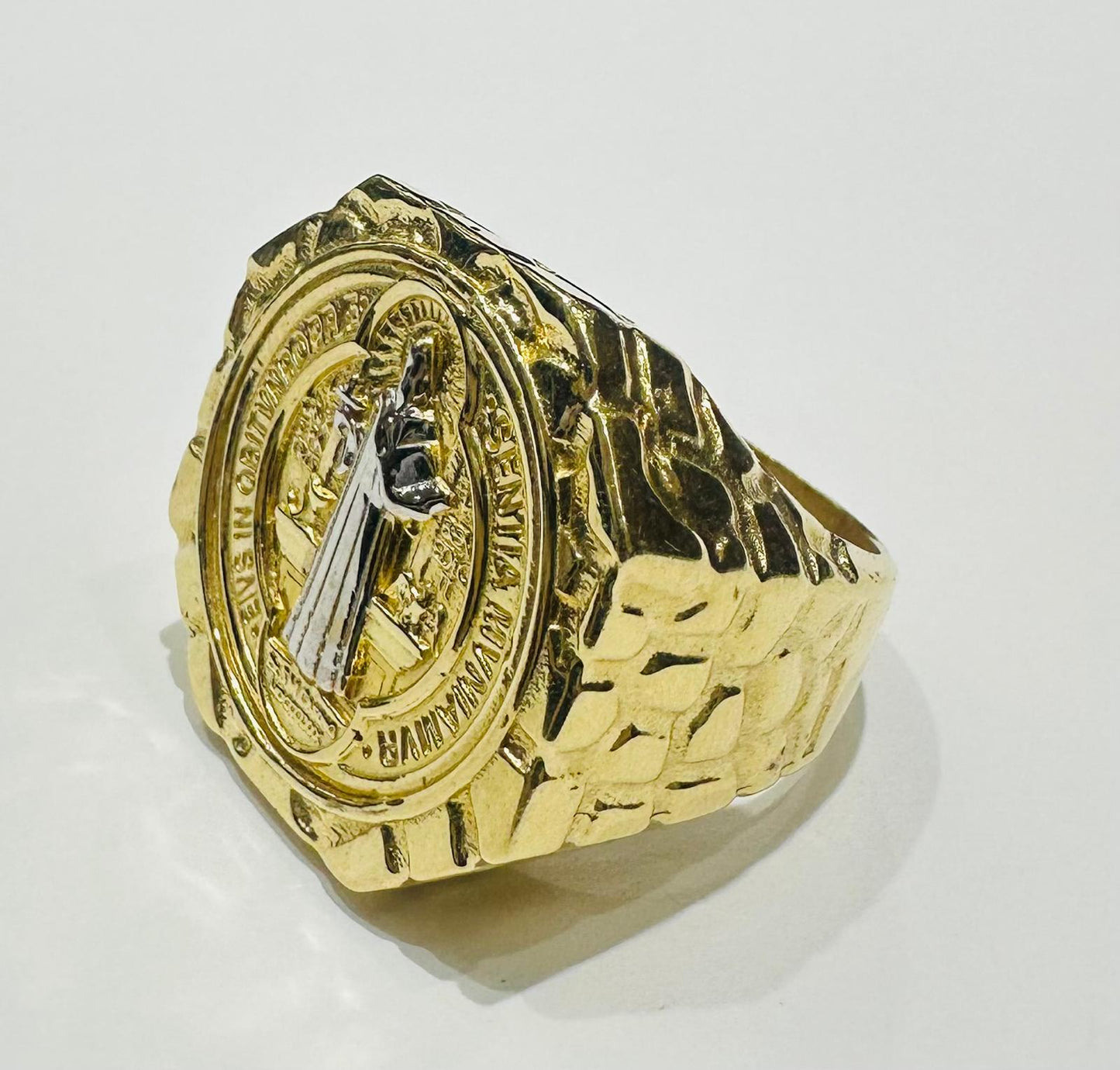 14K GOLD SAINT BENEDICT MEDAL RING- WEIGHT: 11.0gm
