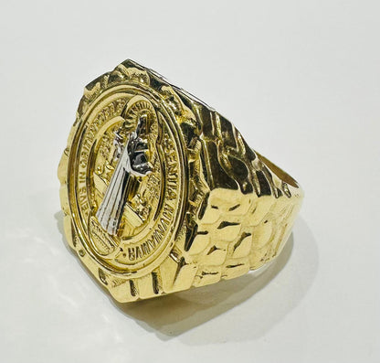 14K GOLD SAINT BENEDICT MEDAL RING- WEIGHT: 11.0gm