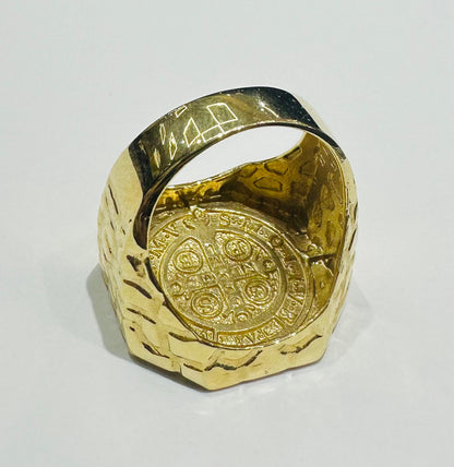 14K GOLD SAINT BENEDICT MEDAL RING- WEIGHT: 11.0gm