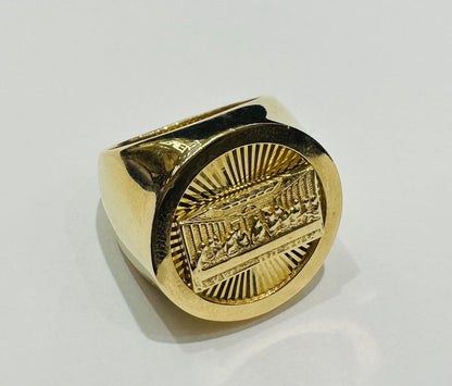 14K GOLD LAST SUPPER RING- WEIGHT: 10.8gm