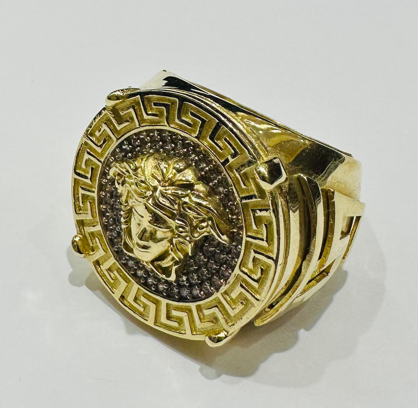 14K GOLD MEDUSA HEAD RING- WEIGHT: 8.8gm