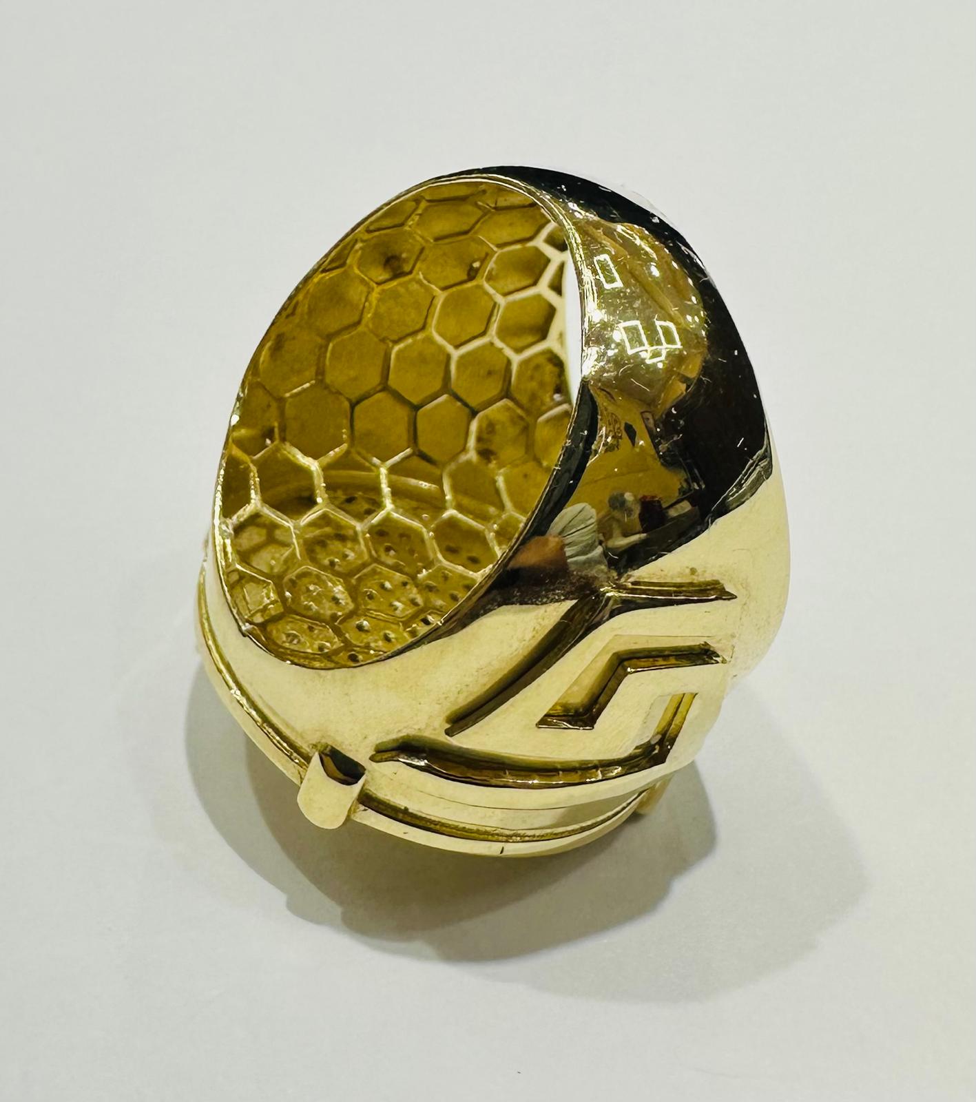 14K GOLD MEDUSA HEAD RING- WEIGHT: 8.8gm