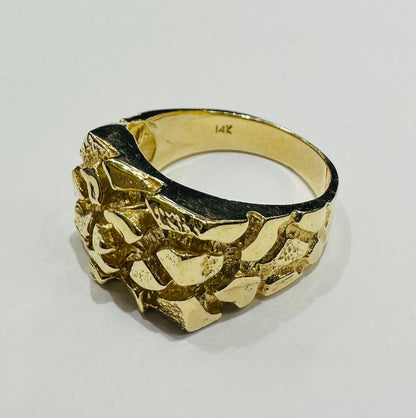 14K GOLD NUGGET RING- WEIGHT: 12.9gm