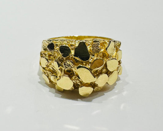 14K GOLD NUGGET RING- WEIGHT: 8.8gm