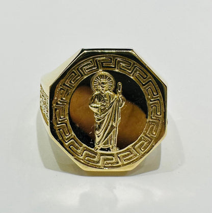 14K GOLD SAN JUDE RING- WEIGHT: 8.4gm