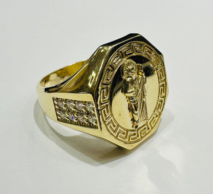14K GOLD SAN JUDE RING- WEIGHT: 8.4gm