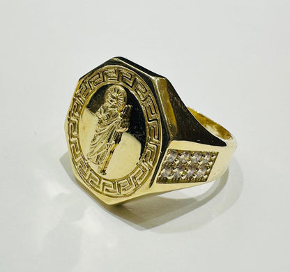 14K GOLD SAN JUDE RING- WEIGHT: 8.4gm