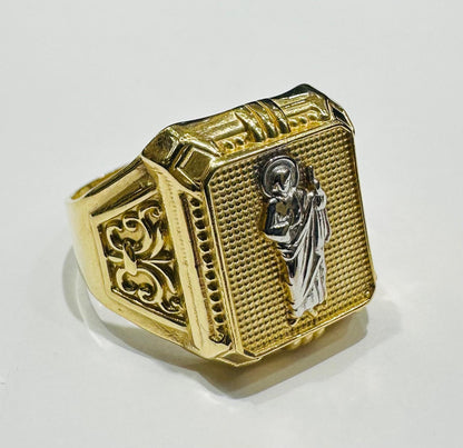 14K GOLD TWO TONED SAN JUDE RING- WEIGHT: 6.0gm
