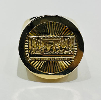 14K GOLD LAST SUPPER RING- WEIGHT: 10.8gm