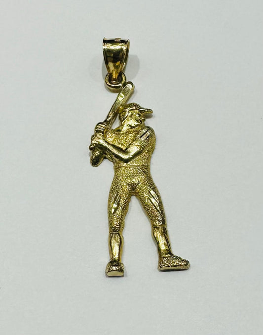 10K GOLD BASEBALL PLAYER CHARM PENDANT-  WEIGHT: 2.1gm