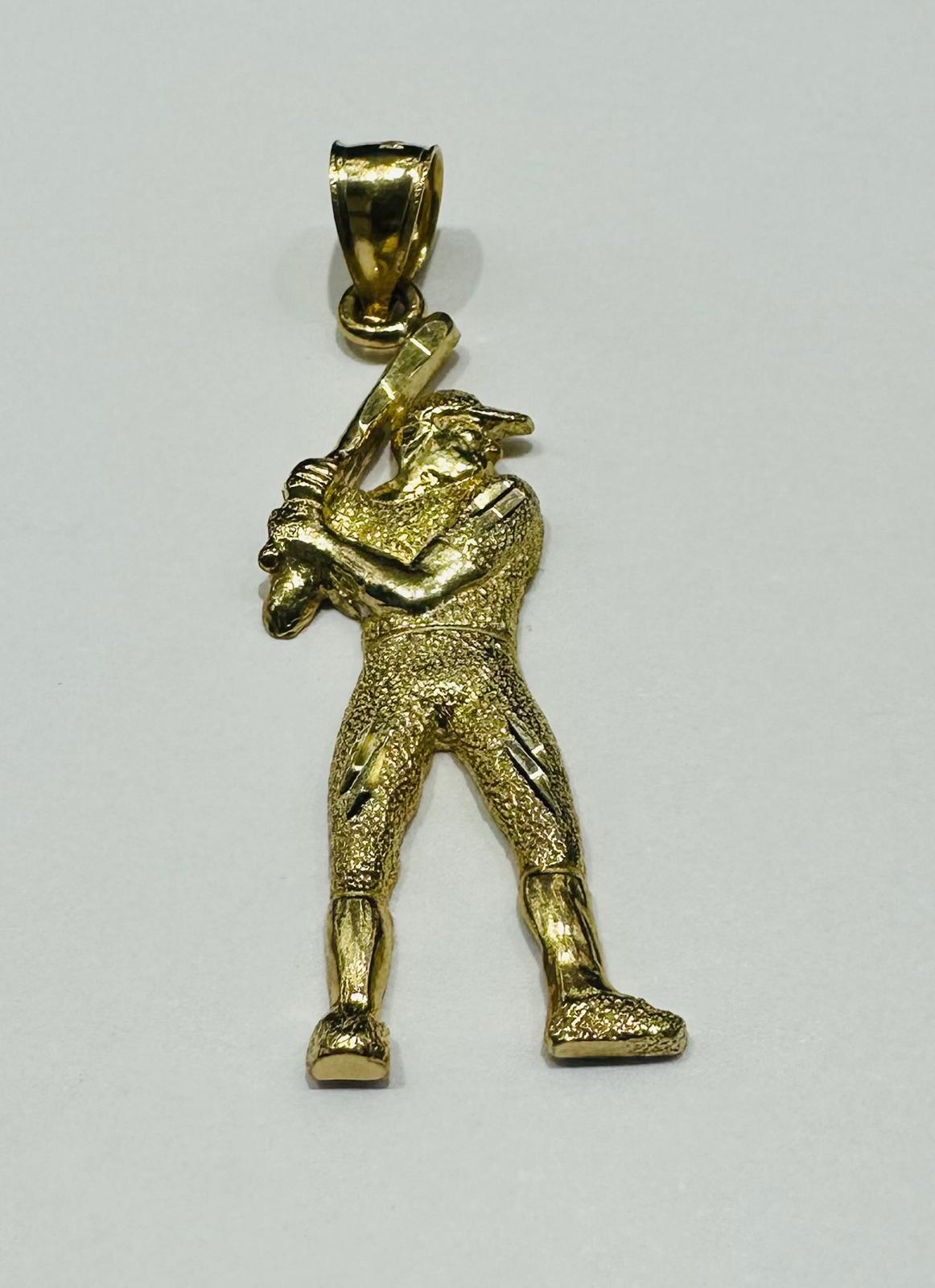 10K GOLD BASEBALL PLAYER CHARM PENDANT-  WEIGHT: 2.1gm