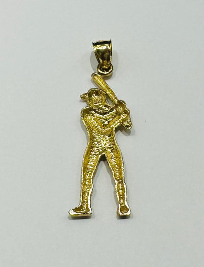 10K GOLD BASEBALL PLAYER CHARM PENDANT-  WEIGHT: 2.1gm