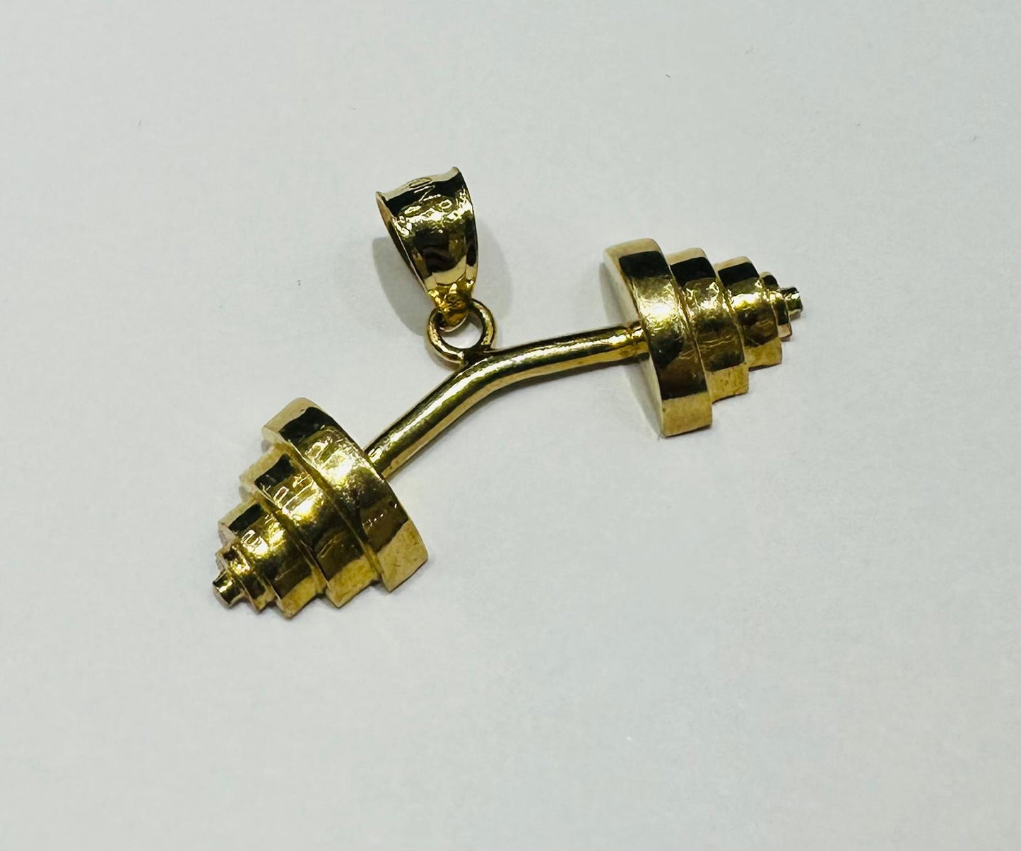 10K GOLD BARBELL CHARM PENDANT-  WEIGHT: 1.7gm