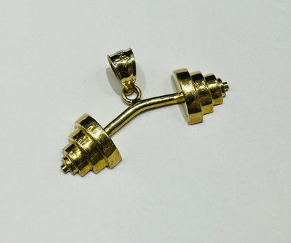 10K GOLD BARBELL CHARM PENDANT-  WEIGHT: 1.7gm